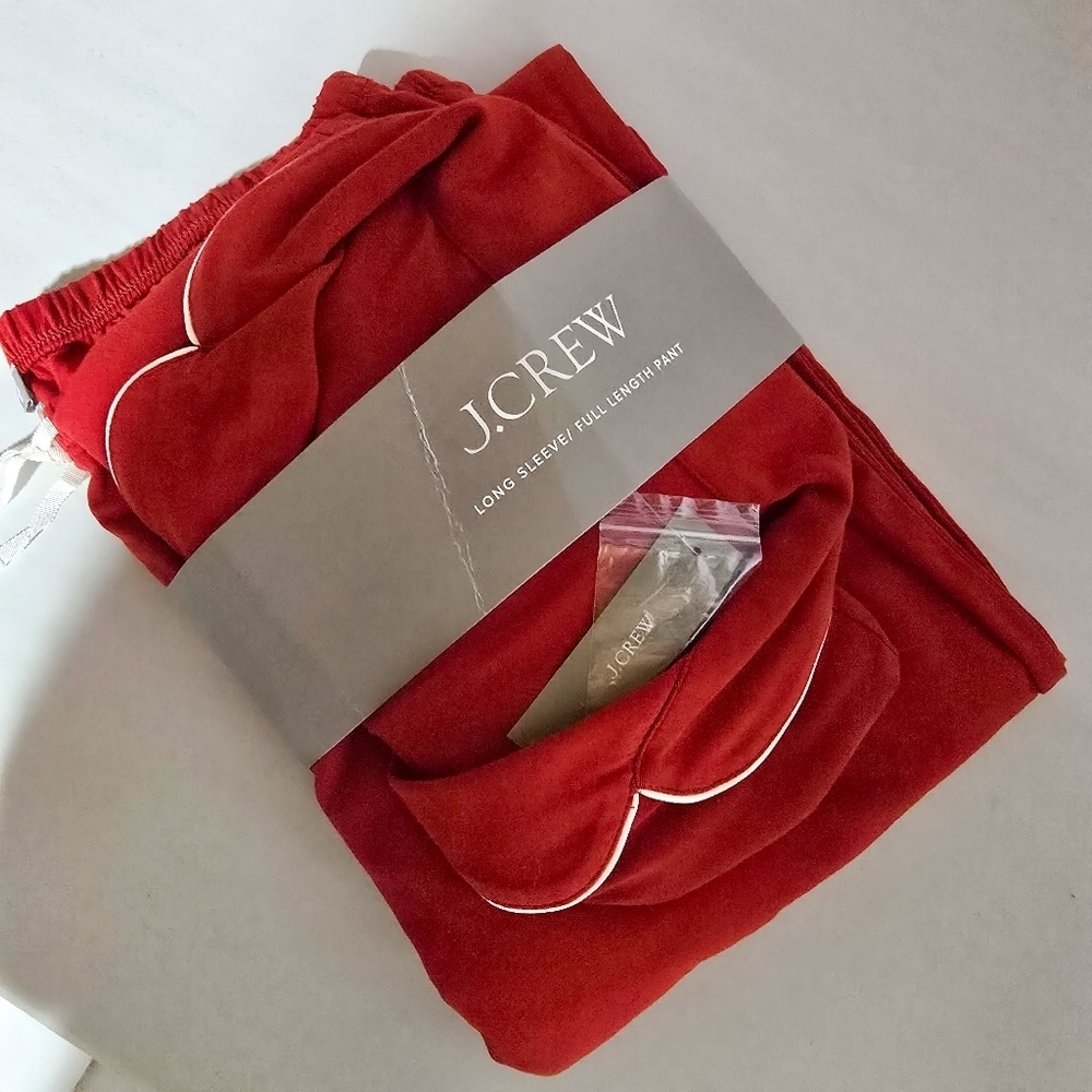J. Crew Dreamy Cotton-blend Pajama Pant Set In Radiant Ruby - Picture 2 of 5